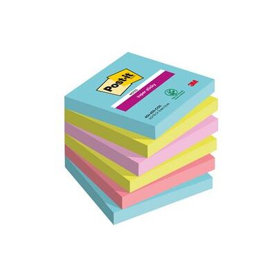 Post-it Notes super sticky 76x76mm assorti pak 6 stuks 90 vel Post-it Notes super sticky 76x76mm assorti pak 6 stuks 90 vel