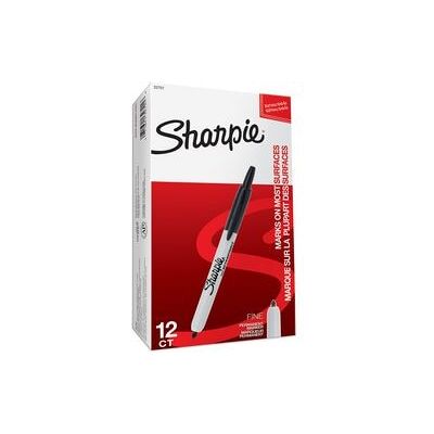 Sharpie intrekbare permanente markers fijne punt zwart 12 stuks Sharpie intrekbare permanente markers fijne punt zwart 12 stuks