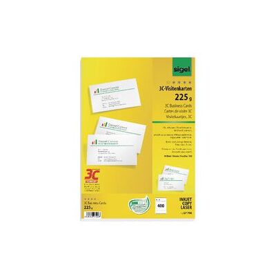 Sigel Visitekaartjes a4 225 g/m² glanzend satijn wit 40 vellen Sigel Visitekaartjes a4 225 g/m² glanzend satijn wit 40 vellen