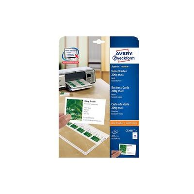 Visitekaartjes Avery A4 200 g/m² Mat Wit 25 vellen Visitekaartjes Avery A4 200 g/m² Mat Wit 25 vellen