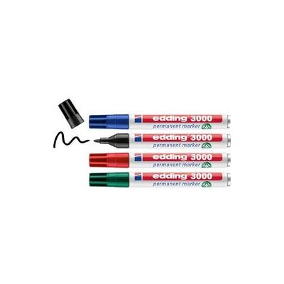 Marker permanent 3000 Edding 1,5-3mm ronde punt blauw,zwart,rood,groen 4 stuk Marker permanent 3000 Edding 1,5-3mm ronde punt blauw,zwart,rood,groen 4 stuk