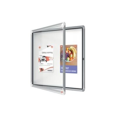 Nobo premium plus afsluitbare glazen buitenvitrine magnetisch 6xa4 voor formaat met zijslot - grijs/wit Nobo premium plus afsluitbare glazen buitenvitrine magnetisch 6xa4 voor formaat met zijslot - grijs/wit