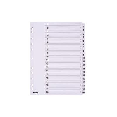 Tabbladen Mylar Viking karton A4 170g wit 1-20 11 gaten Tabbladen Mylar Viking karton A4 170g wit 1-20 11 gaten