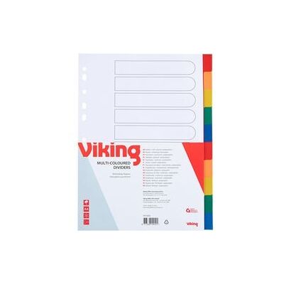 Tabbladen Viking PP A4 120micron geassorteerd 10stuks 11 gaten Tabbladen Viking PP A4 120micron geassorteerd 10stuks 11 gaten