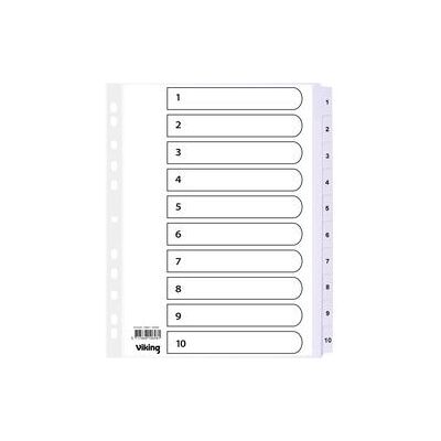 Tabbladen Mylar Viking karton A4 170g wit 1-10 11 gaten Tabbladen Mylar Viking karton A4 170g wit 1-10 11 gaten
