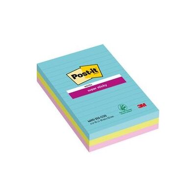 Notes Post-it Super Sticky 152x101mm assorti pak 3 stuks 90 vel Notes Post-it Super Sticky 152x101mm assorti pak 3 stuks 90 vel