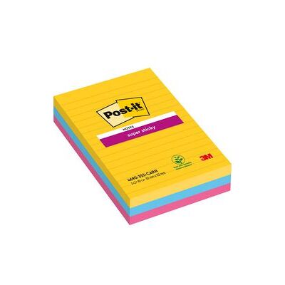Post-it Super sticky notes 101x152 mm geel blauw roze Post-it Super sticky notes 101x152 mm geel blauw roze