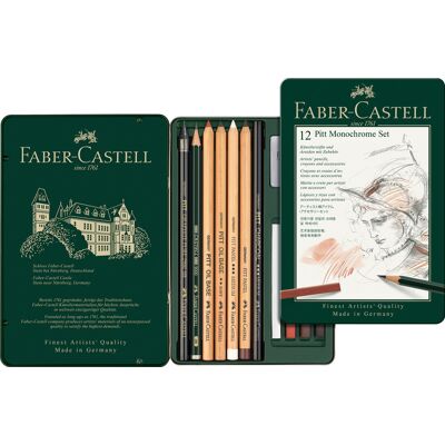 Faber-Castell potloodset - pitt monochrome - 12-delig - fc-112975 Faber-Castell potloodset - pitt monochrome - 12-delig - fc-112975