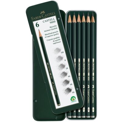 Faber-Castell grafietpotloden - serie 9000 - bliketui hb - b - 2b - 4b - 6b - 8b - fc-119063 Faber-Castell grafietpotloden - serie 9000 - bliketui hb - b - 2b - 4b - 6b - 8b - fc-119063