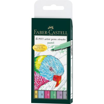 Faber-Castell brushpen - tekenstift - pitt artist pen - 6-delig - pastel kleuren - fc-167163 Faber-Castell brushpen - tekenstift - pitt artist pen - 6-delig - pastel kleuren - fc-167163