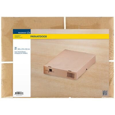 Raadhuis paraatdoos - 305x215x50mm - hersluitbaar - bruin - 10 stuks Raadhuis paraatdoos - 305x215x50mm - hersluitbaar - bruin - 10 stuks