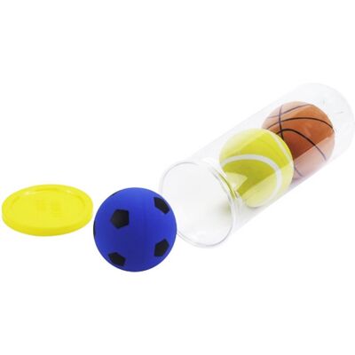 Engelhart High bounce ballen 3 stuks - sport print (tennis/voetbal/basketbal) ø6 cm - stuiterballen in koker - set van 3 speelballen voor actief spel - Engelhart High bounce ballen 3 stuks - sport print (tennis/voetbal/basketbal) ø6 cm - stuiterballen in koker - set van 3 speelballen voor actief spel -