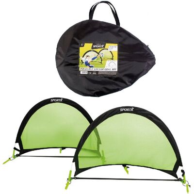 SportX voetbaldoel set 2 goals zwart/groen SportX voetbaldoel set 2 goals zwart/groen