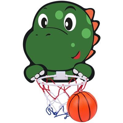 Eddy Toys basketbal set dino - basketbal set met dino bord en ring - kinder basketbal set met net en bal - basketbalbord voor binnen - 34x30 cm - groen/wit/rood Eddy Toys basketbal set dino - basketbal set met dino bord en ring - kinder basketbal set met net en bal - basketbalbord voor binnen - 34x30 cm - groen/wit/rood