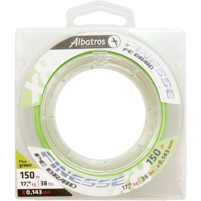 Albatros - finesse x8 braid - vislijn - 0,083mm - 150mtr - fluo green - never fade colour Albatros - finesse x8 braid - vislijn - 0,083mm - 150mtr - fluo green - never fade colour