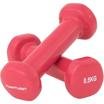 Tunturi Vinyl Dumbbell - 0.5kg Roze - Krachttrainingsapparatuur Tunturi Vinyl Dumbbell - 0.5kg Roze - Krachttrainingsapparatuur