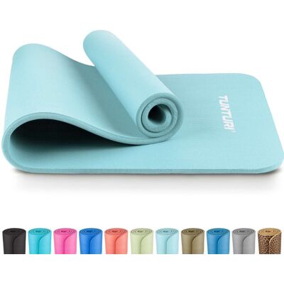 Tunturi nbr yogamat anti slip - fitnessmat extra dik & zacht - sportmat - 180x60x1.5cm - incl trainingsapp - lichtblauw Tunturi nbr yogamat anti slip - fitnessmat extra dik & zacht - sportmat - 180x60x1.5cm - incl trainingsapp - lichtblauw