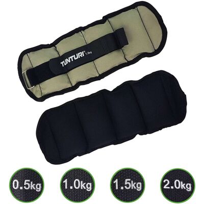 Tunturi enkelgewichten en polsgewichten - gewichten - 2 x 1,0kg - grijs Tunturi enkelgewichten en polsgewichten - gewichten - 2 x 1,0kg - grijs
