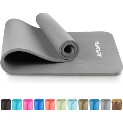 Tunturi nbr yogamat anti slip - fitnessmat extra dik & zacht - sportmat - 180x60x1.5cm - incl trainingsapp - grijs Tunturi nbr yogamat anti slip - fitnessmat extra dik & zacht - sportmat - 180x60x1.5cm - incl trainingsapp - grijs