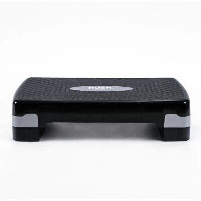 HUSH Sport - aerobic step - 68x28cm - verstelbare hoogte 10 & 15 cm - antislip - fitness stepbank voor thuis & sportschool - max 150 kg - zwart/grijs HUSH Sport - aerobic step - 68x28cm - verstelbare hoogte 10 & 15 cm - antislip - fitness stepbank voor thuis & sportschool - max 150 kg - zwart/grijs