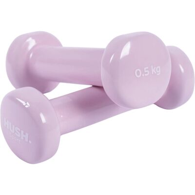 HUSH Sport - dumbbells set - 2 x 0,5kg - vinyl coating met antislip grip - gietijzer - handig 6-hoekig design - geschikt voor krachttraining & fitness - roze HUSH Sport - dumbbells set - 2 x 0,5kg - vinyl coating met antislip grip - gietijzer - handig 6-hoekig design - geschikt voor krachttraining & fitness - roze