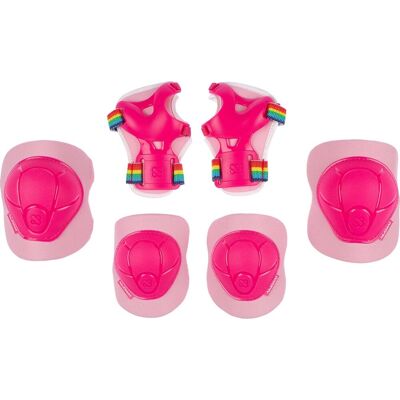 Nijdam skate beschermset - pink rainbows - roze/wit - m Nijdam skate beschermset - pink rainbows - roze/wit - m