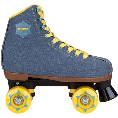 Nijdam retro rolschaatsen - denim rebel - denimblauw/geel - maat 39 Nijdam retro rolschaatsen - denim rebel - denimblauw/geel - maat 39