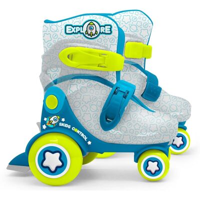 Stamp Rolschaatsen „explore“ blauw/groen met doorzichtige schaal, maten 23-26 Stamp Rolschaatsen „explore“ blauw/groen met doorzichtige schaal, maten 23-26