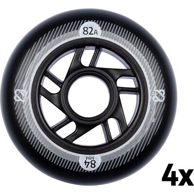 Nijdam inline skate wielen set - 84x24 mm - 4st - black/zwart Nijdam inline skate wielen set - 84x24 mm - 4st - black/zwart