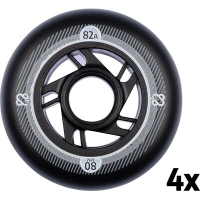 Nijdam inline skate wielen set - 80x24 mm - 4st - black/zwart Nijdam inline skate wielen set - 80x24 mm - 4st - black/zwart