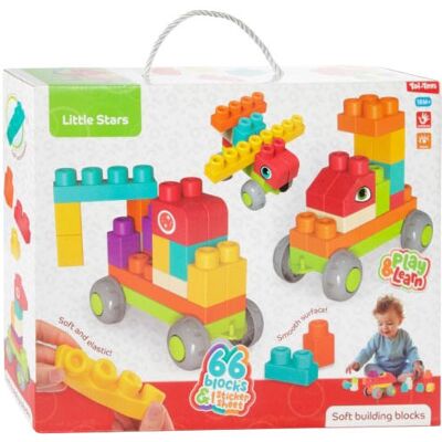 Toi-Toys Little stars soft bouwstenen - 66st. Multi kleuren Toi-Toys Little stars soft bouwstenen - 66st. Multi kleuren