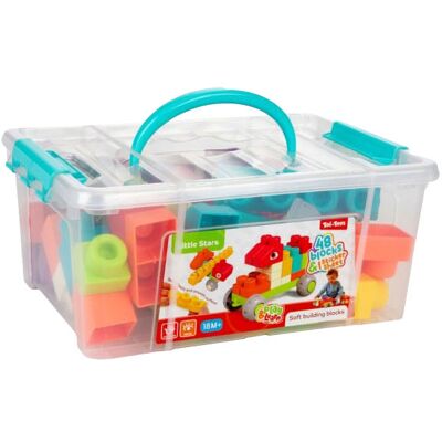 Toi-Toys Little stars soft bouwstenen in opbergbox - 48st. Multi kleuren Toi-Toys Little stars soft bouwstenen in opbergbox - 48st. Multi kleuren