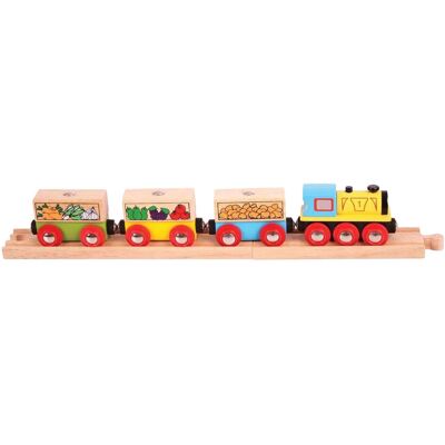Bigjigs Houten Spoorweg Fruit en Groente Trein - Treinset Bigjigs Houten Spoorweg Fruit en Groente Trein - Treinset