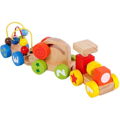 Big Tree Educatief houten trein met 2 activiteitswagens - Type trein Big Tree Educatief houten trein met 2 activiteitswagens - Type trein
