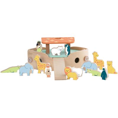 Classic World houten noah's ark boot bouwset met dieren, 16dlg. Classic World houten noah's ark boot bouwset met dieren, 16dlg.