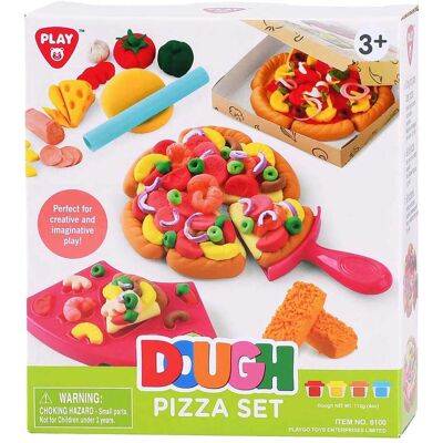 Playgo pizza kleiset - 4 kleipotjes Multi kleuren Playgo pizza kleiset - 4 kleipotjes Multi kleuren