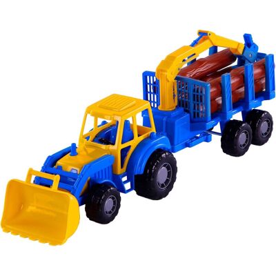 Cavallino junior tractor met kraan aanhangwagen en hout, 46cm Multi kleuren Cavallino junior tractor met kraan aanhangwagen en hout, 46cm Multi kleuren