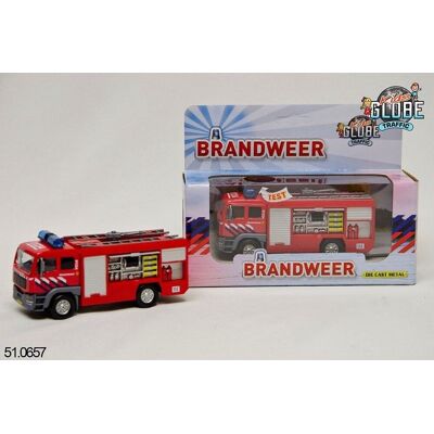 Kids Globe Metalen Brandweerauto - 13cm - Licht & Geluid - Speelgoedvoertuig Kids Globe Metalen Brandweerauto - 13cm - Licht & Geluid - Speelgoedvoertuig