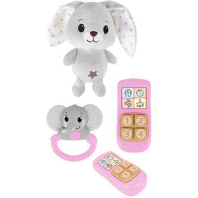 Toi-Toys Little stars baby knuffel pluche konijn met ramelaar en telefoon, 3dlg. Multi kleuren Toi-Toys Little stars baby knuffel pluche konijn met ramelaar en telefoon, 3dlg. Multi kleuren