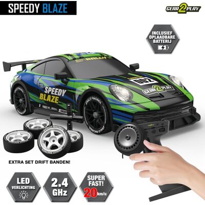Gear2Play speedy blaze rc raceauto met verlichting Groen, Meerkleurig Gear2Play speedy blaze rc raceauto met verlichting Groen, Meerkleurig