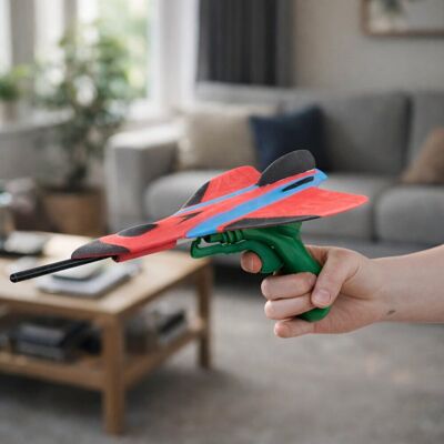 Eddy Toys vliegtuig launcher met foam vliegtuig - vliegtuig schieter voor kinderen - vliegtuig starter speelgoed - vliegtuig lanceerder voor buiten - foam vliegtuigjes - 1 willekeurige set Eddy Toys vliegtuig launcher met foam vliegtuig - vliegtuig schieter voor kinderen - vliegtuig starter speelgoed - vliegtuig lanceerder voor buiten - foam vliegtuigjes - 1 willekeurige set
