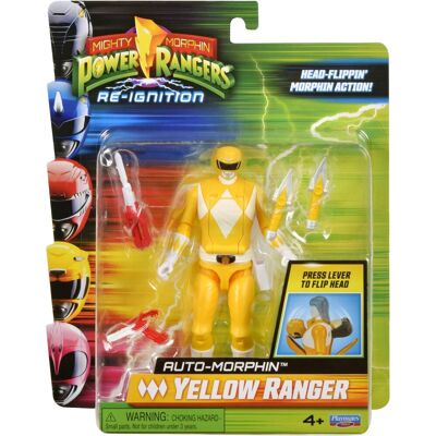 Power Rangers Playmates mighty morphin action figure auto-morphin yellow ranger 12 cm action figuur Power Rangers Playmates mighty morphin action figure auto-morphin yellow ranger 12 cm action figuur