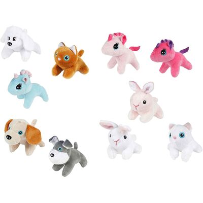Toi-Toys Knuffel pluche dier in draagkoffer, 10cm Multi kleuren Toi-Toys Knuffel pluche dier in draagkoffer, 10cm Multi kleuren