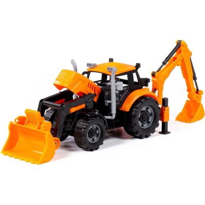 Cavallino tractor met lader en graafmachine geel, schaal 1:32 Geel Cavallino tractor met lader en graafmachine geel, schaal 1:32 Geel