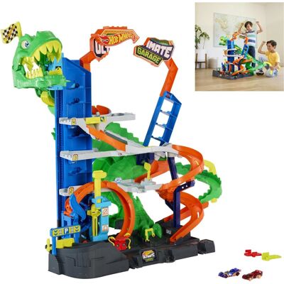 Hot Wheels city ultieme t-rex garage - met 2 speelgoedauto's en opbergruimte voor meer dan 50 auto's Hot Wheels city ultieme t-rex garage - met 2 speelgoedauto's en opbergruimte voor meer dan 50 auto's