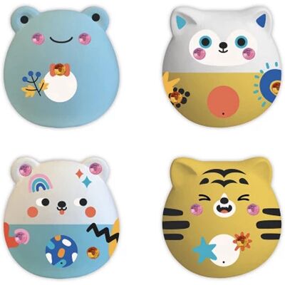 Janod - atelier - deco - 4 gipsdieren kleuren Janod - atelier - deco - 4 gipsdieren kleuren
