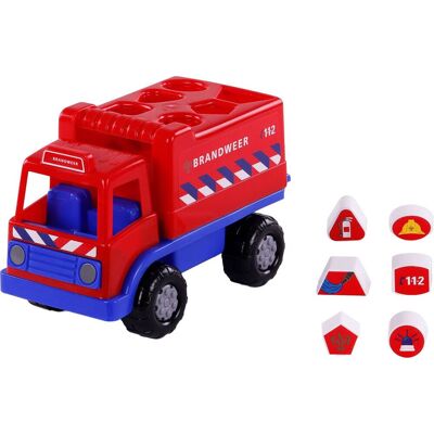 Cavallino brandweervrachtwagen vormenstoof met 6 blokken, 26cm Multi kleuren Cavallino brandweervrachtwagen vormenstoof met 6 blokken, 26cm Multi kleuren