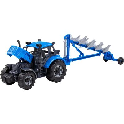 Cavallino tractor met ploeg blauw, schaal 1:32 Blauw Cavallino tractor met ploeg blauw, schaal 1:32 Blauw