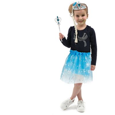 Merk IJskoningin Kostuum met Tiara, Tutú, Staf & Vlecht - Kostuums Merk IJskoningin Kostuum met Tiara, Tutú, Staf & Vlecht - Kostuums