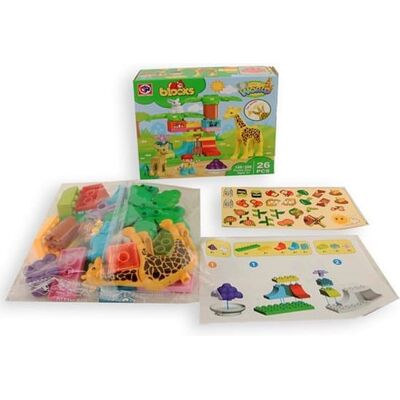 Jonotoys Blocks bouwstenen met 3 dierentuin dieren en verzorger Jonotoys Blocks bouwstenen met 3 dierentuin dieren en verzorger